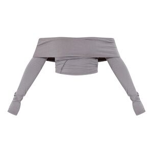 SHAPE CHARCOAL BARDOT SEAM DETAIL CROP TOP